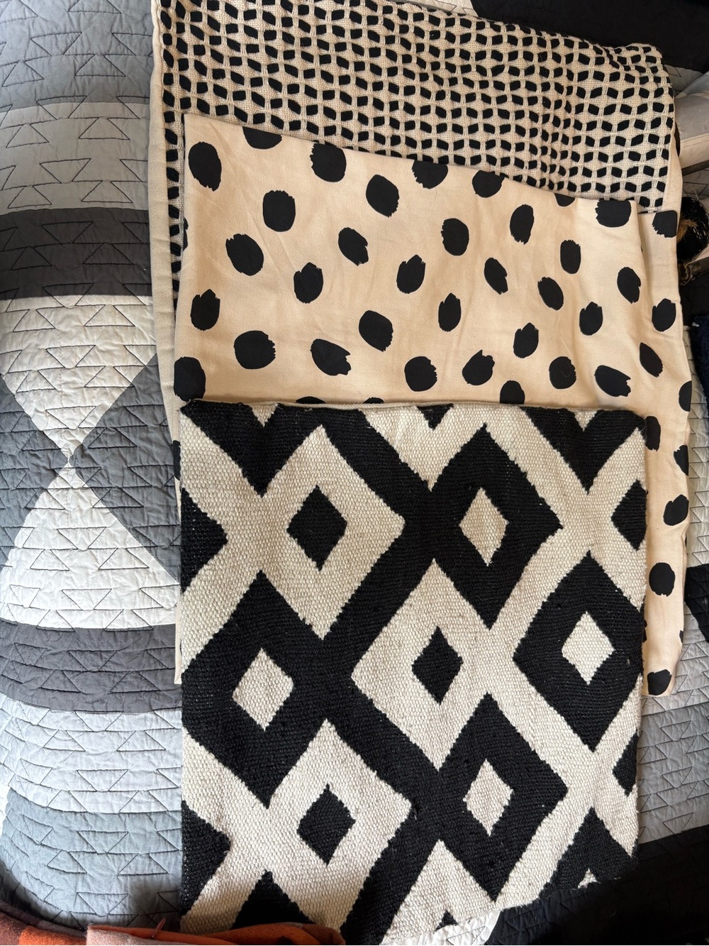 IKEA Black and White Geometric and Polka Dot Accent Pillow covers